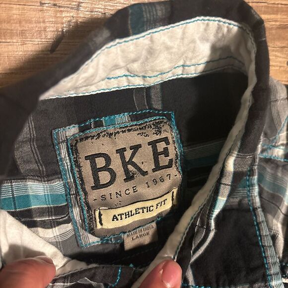 Bke Athletic Fit Biker Plaid Button Up Longsleeve - Picture 2 of 5